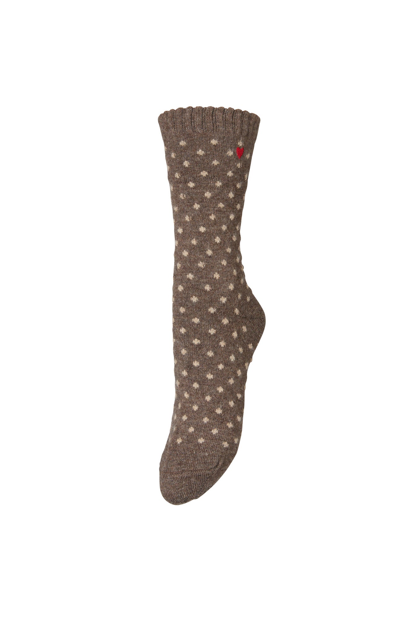 Dotted Wola strømpe – Hot fudge brown